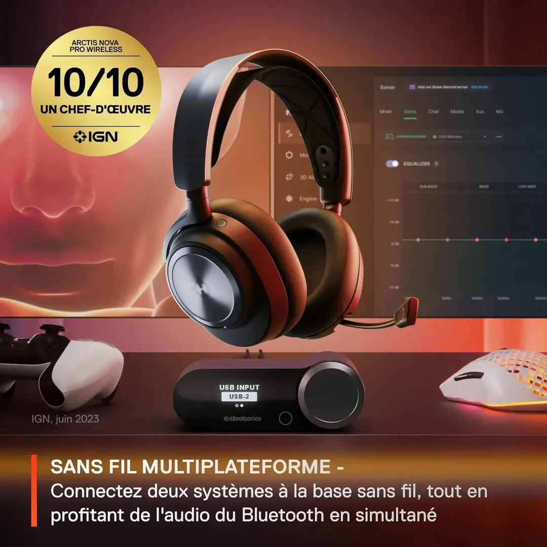 Casque  SteelSeries Arctis Nova Pro Wireless Pour PS5 PS4 Switch et PC
